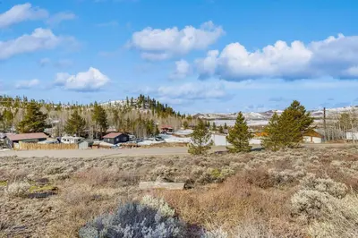 a view of a park with trees and buildings at Grand Lake Cabin Escape in Grand Lake