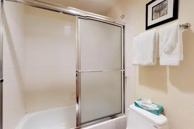 a bathroom with a shower and a toilet at Tenderfoot Lodge 2 Bedroom In Keystone in Keystone