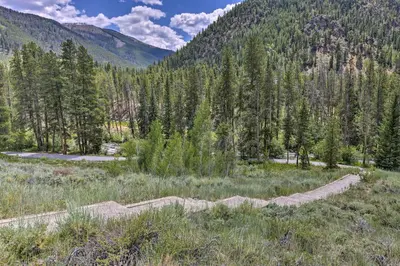a view of a field with trees and a road at Hot Tub and Ski Shuttle Access Keystone Condo! in Keystone