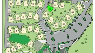 a generalized site plan of a park at Rocky Mountain Escape - Steps to Lake Estes, Jacuzzi, Close to Downtown Estes in Estes Park