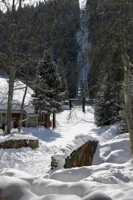 a snow covered park with a ski lift at Chateaux DuMont 2716 in Keystone