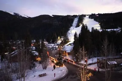 a ski resort in the snow with a ski slope at Jackpine Lodge by Summit County Mountain Retreats in Keystone