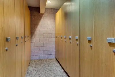 a row of lockers in a locker room at Slopeside by Summit County Mountain Retreats in Keystone