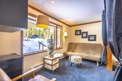 a living room with a couch and a window at Tennis Townhome 1337 : 2 in Keystone