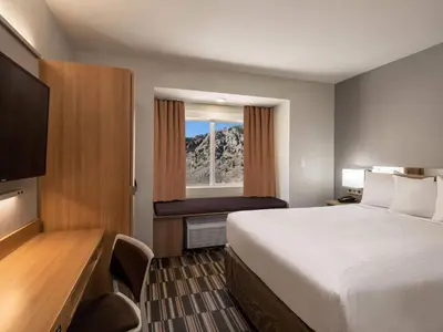 a hotel room with a bed and a window at Microtel Inn & Suites by Wyndham Georgetown Lake in Georgetown