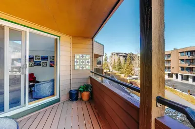 a balcony with a view of a city at Marina Place 336 in Dillon