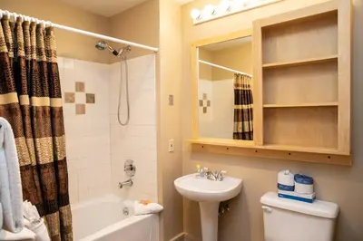 a bathroom with a sink and a toilet and a bath tub at 8282 Silver Mill condo in Keystone
