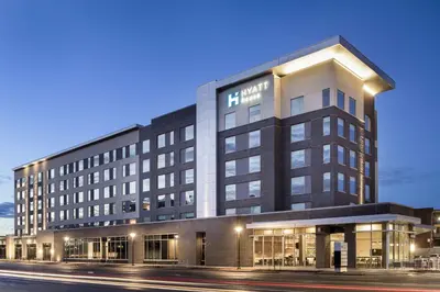 a building with a sign on the front of it at Hyatt House Denver Aurora Anschutz Medical Campus in Aurora