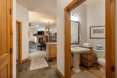 a bathroom with a sink and a toilet at 3059 The Timbers condo in Keystone