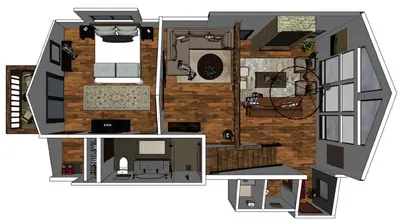 a floor plan of a tiny house at Anglers Paradise - Located on Lake Estes, Fireplace, Two Large Patios, and Private Jacuzzi in Estes Park