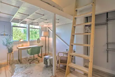 a room with a loft bed and a desk at 5 Mi to Ski Resort Breck Penthouse Studio in Breckenridge