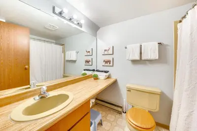 a bathroom with a sink and a toilet at Warm Fraser Townhome with Community Amenities! in Fraser