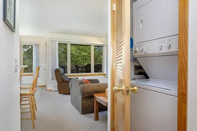 a living room with a stove and a couch at Watch Hill #524 - Wildernest in Silverthorne