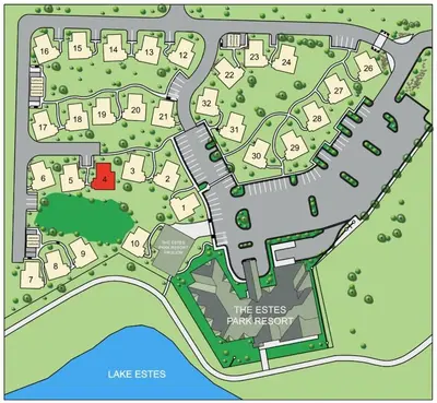 a site map of the eastginsney cemetery at Slice of Heaven just steps from Lake Estes! Indoor/Outdoor Fireplace and Jacuzzi in Estes Park