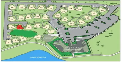 a map of the estate rental property at Gorgeous Views! Two large Patios, Jacuzzi, Indoor/Outdoor Fireplace in Estes Park