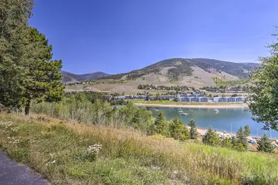a view of a body of water with boats in it at 7 Mi to Ski Resort Dillon Condo with Mtn Views in Dillon