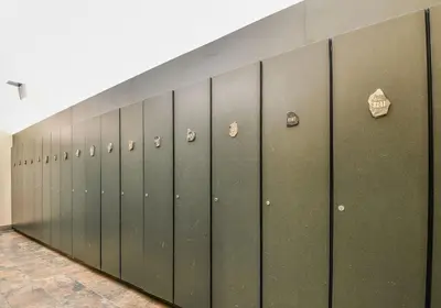 a row of green lockers in a locker room at 8115 Arapahoe Lodge condo in Keystone