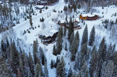 an aerial view of a resort in the snow at Hilltop Palace in Fraser