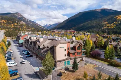 an aerial view of a town in the mountains at 5087 Gateway home in Keystone