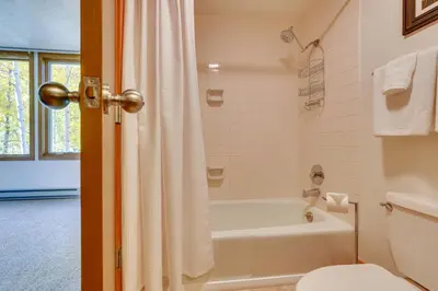 a bathroom with a tub and a toilet at 1 Mi to Keystone Ski Lift Lakefront 4-Season Gem in Dillon