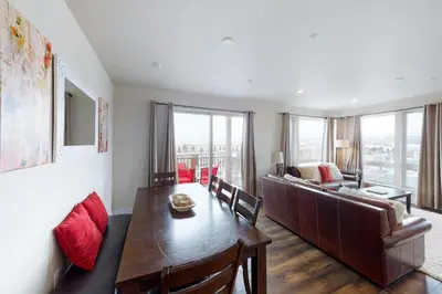 a living room with a couch and a table at La Bonte Townhomes Unit 304 in Dillon