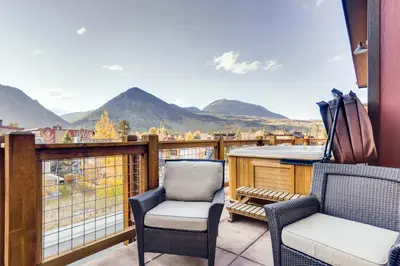 a balcony with two chairs and a table with a view at Bears Den Condo Unit 1 in Frisco