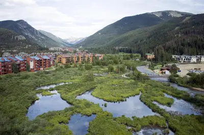 an aerial view of a resort in the mountains at Watch Hill Condos Unit 614 in Silverthorne