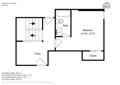 a floor plan of a small house at Starfire 1972 by SummitCove Lodging in Keystone