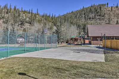 a basketball court with a fence and a basketball hoop at 6 Mi to Slopes! Mtn-View Breck Gem with Resort Perks in Breckenridge