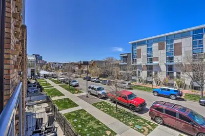 a view of a street with cars parked in a city at Downtown Denver Studio Less Than 1 Mi to Coors Field! in Denver