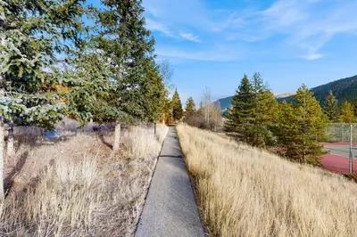 a path through a field with tall grass and trees at Tennis Townhome 1312 in Keystone