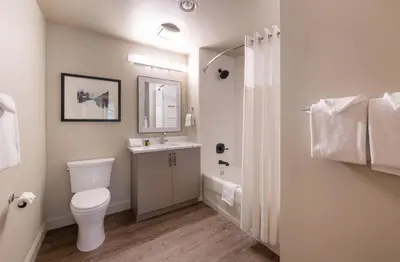a bathroom with a toilet and a sink and a shower at Zephyr Mountain Lodge Premium-Rated 2505 in Winter Park