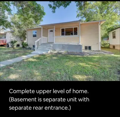 a house with a yard with a house at 2br 1 bath Upstairs AC WD Barnum West Near Belmar in Denver