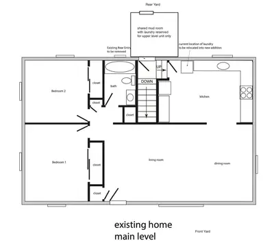 a floor plan of a small house at 2br 1 bath Upstairs AC WD Barnum West Near Belmar in Denver