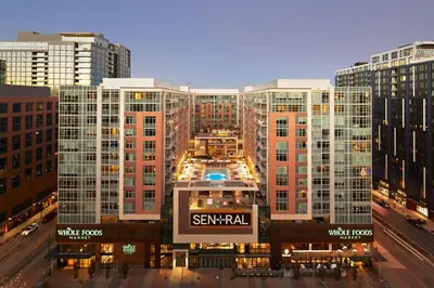 a view of a city with many tall buildings at Sentral Union Station in Denver