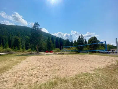 a soccer field with a goal in front of a mountain at Lenawee 1741 by SummitCove Lodging in Keystone