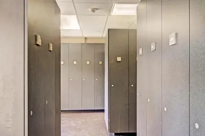 a row of lockers in a locker room at Red Hawk Lodge Condo in Keystone
