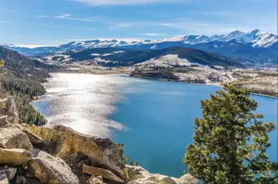 a view of crater lake from the top at 309 Snowdance Manor condo in Keystone