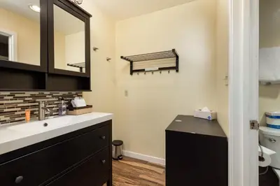 a bathroom with a sink and a mirror at 2767 Slopeside condo in Keystone