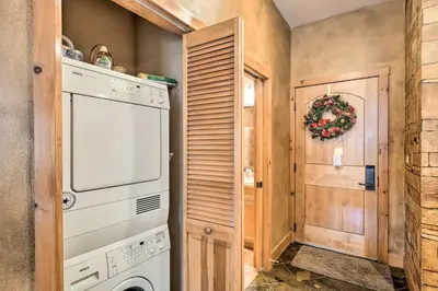 a laundry room with a washer and dryer at Ski-Out Keystone Resort Condo with Private Balcony in Keystone