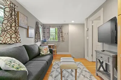a living room with a couch and a flat screen tv at 1147 Vine St in Denver