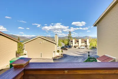 a view from the balcony of a house with a parking lot at 15 Mi to Slopes Silverthorne Getaway! in Silverthorne