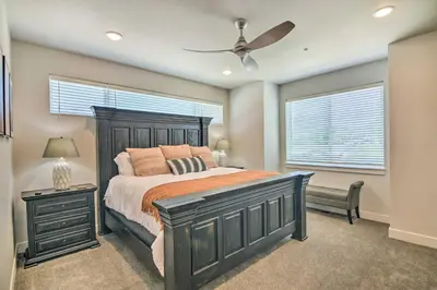 a bedroom with a bed and a ceiling fan at Gorgeous Greeley Getaway - Close to Parks! in Greeley