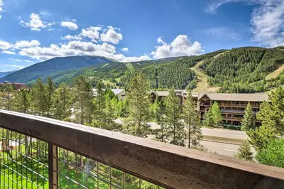 a view from the balcony of a resort with mountains at Less Than 1 Mi to Slopes Mtn-View Keystone Condo in Dillon