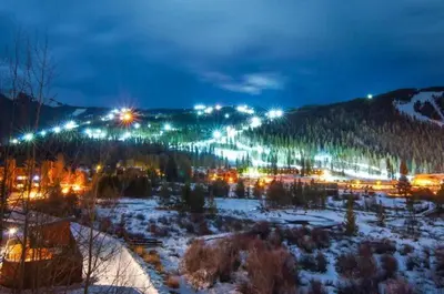 a view of a town in the snow at night at North Keystone 1 Bedroom Near Conference Center in Keystone