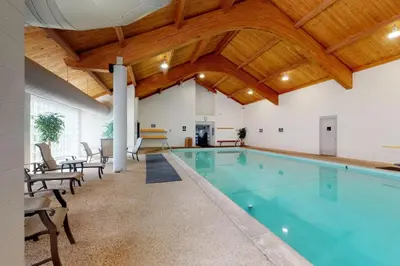 a swimming pool with a wooden ceiling at North Keystone 3 Bedroom Near Conference Center in Keystone