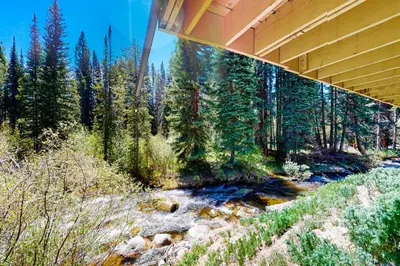 a view of a river from under a building at Vasquez Vista in Winter Park