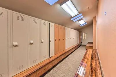 a row of lockers in a locker room at Cozy and Chic Mountain Condo with Community Perks in Fraser