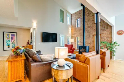 a living room with a couch and chairs at Less Than 1 Mi to Dtwn Creekside Frisco Home with Fire Pit in Frisco
