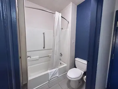 a bathroom with a toilet and a shower at Quality Inn Denver Tech Center in Englewood